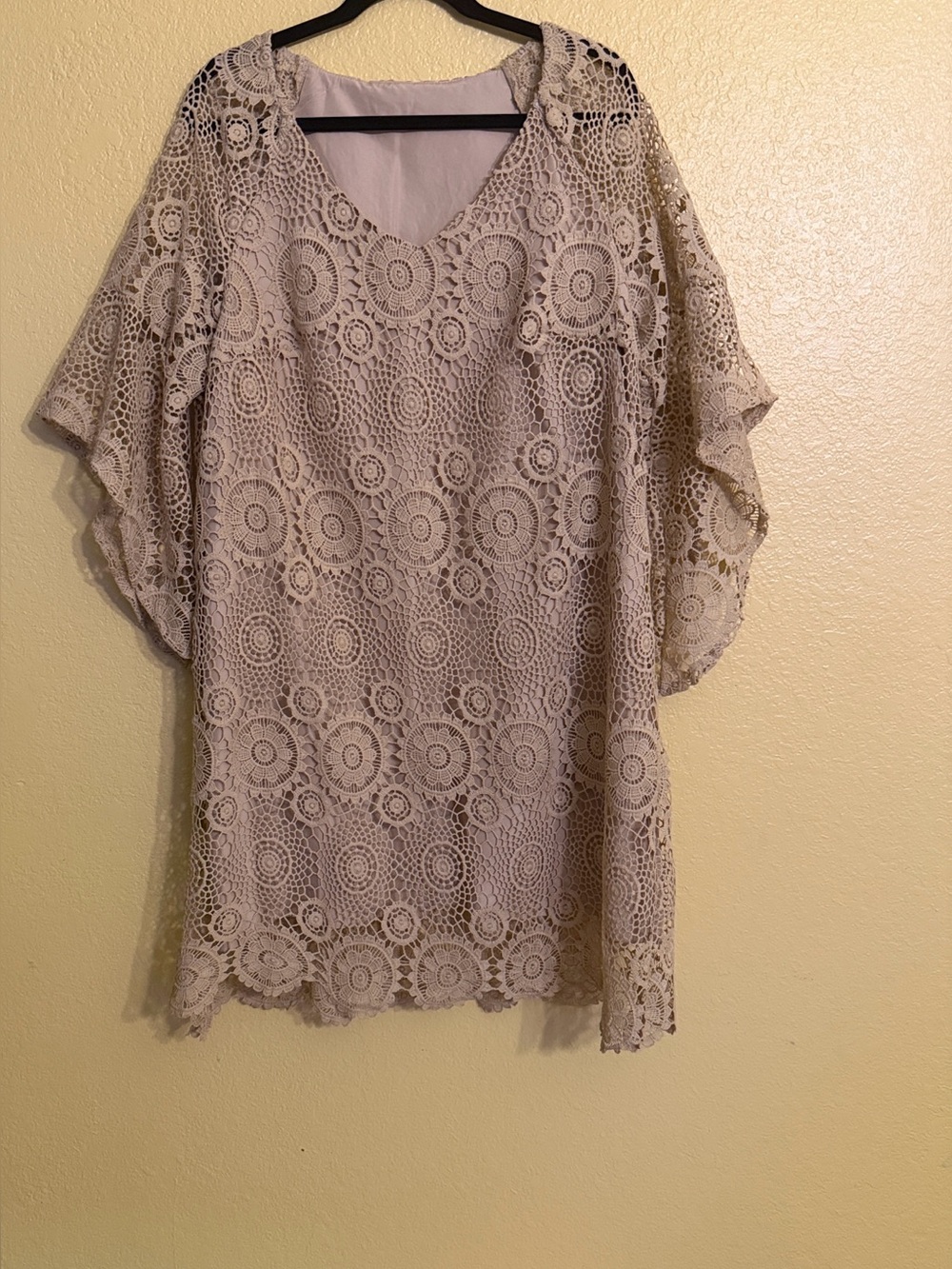 Women’s Lace Crochet Dress- Beige